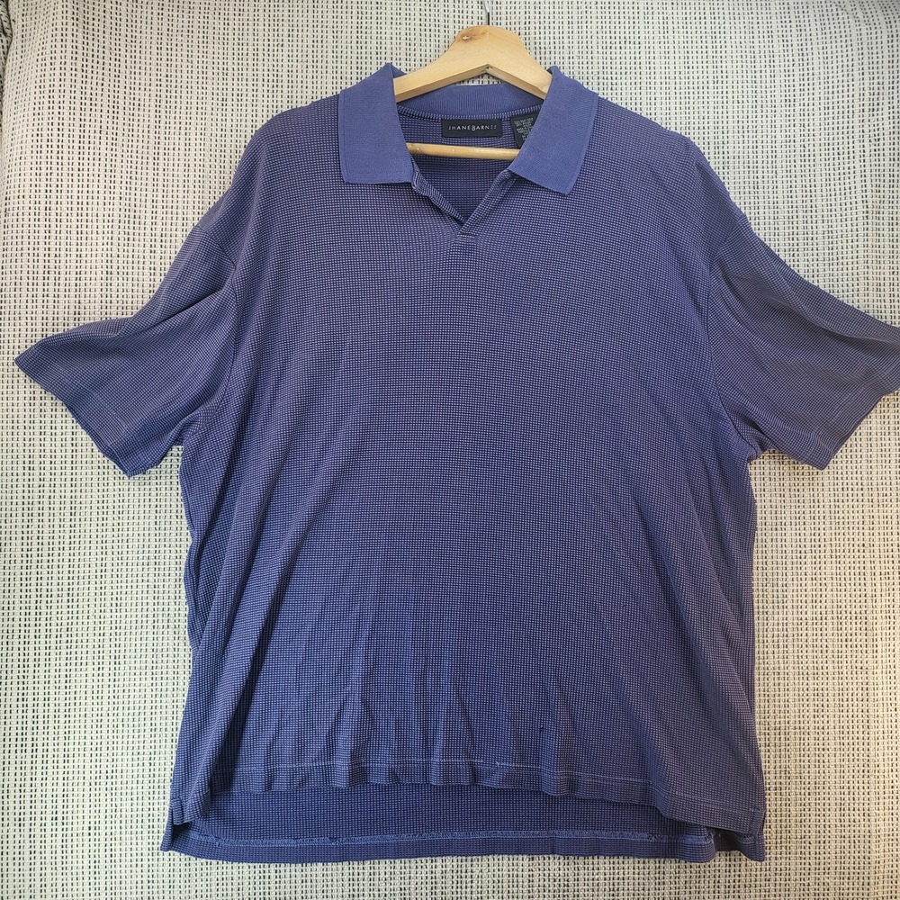 Jhane Barnes Polo Shirt‎ Mens Large Purple Silk Nylon Knit Textured Short Sleeve